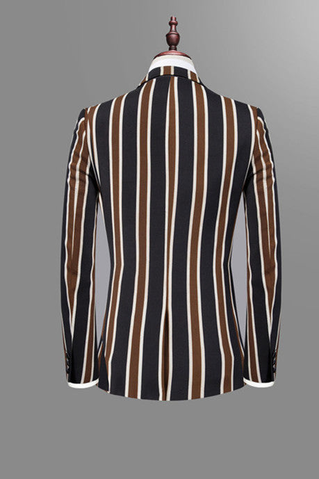 Elegant Prom Attire for Guys with Black Striped