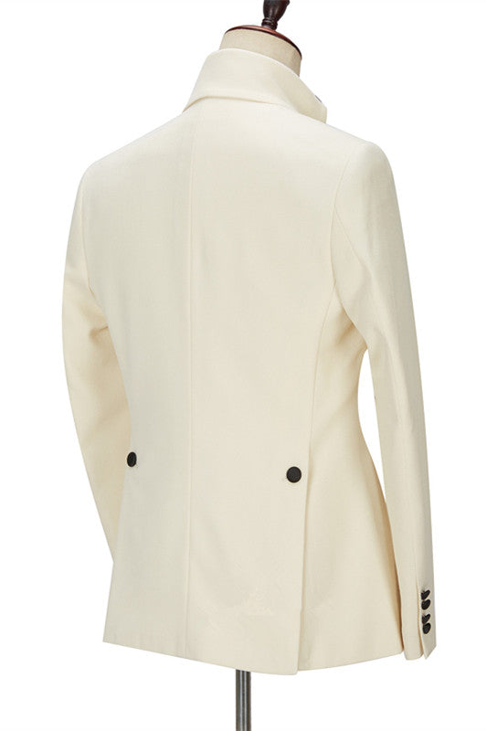 Handsome White Men's Wearhouse One-Button Wedding Suits