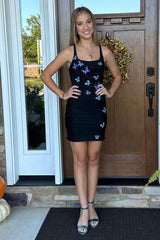 Sparkly Royal Blue Beaded Butterflies Tight Short Homecoming Dress/Mini Dress