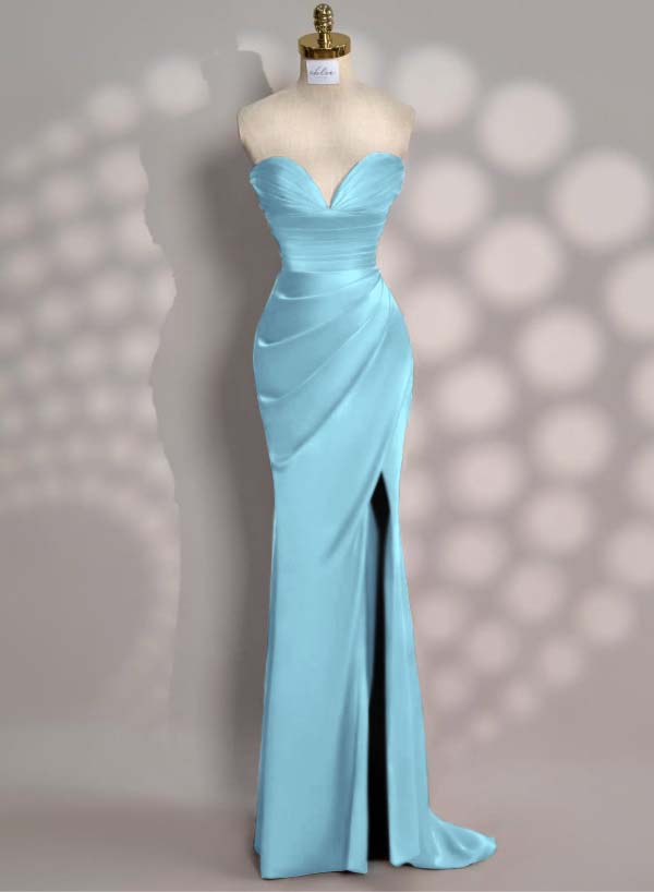Charming Red Split Pleated Evening Dress