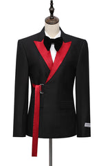 Modern Fashion Black Adjustable Buckle Best Fit Cyrus with Peaked Lapel