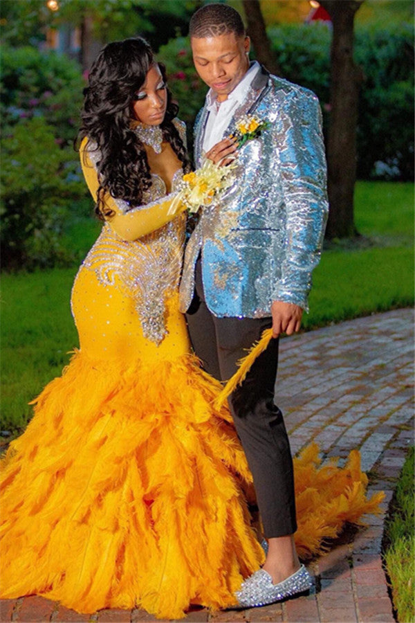Stylish Glitter Sequins Silver High-Quality Homecoming Prom Suit for Boy with Two Pieces