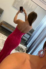 Long Prom Dress with Fuchsia Sequins in Mermaid Style