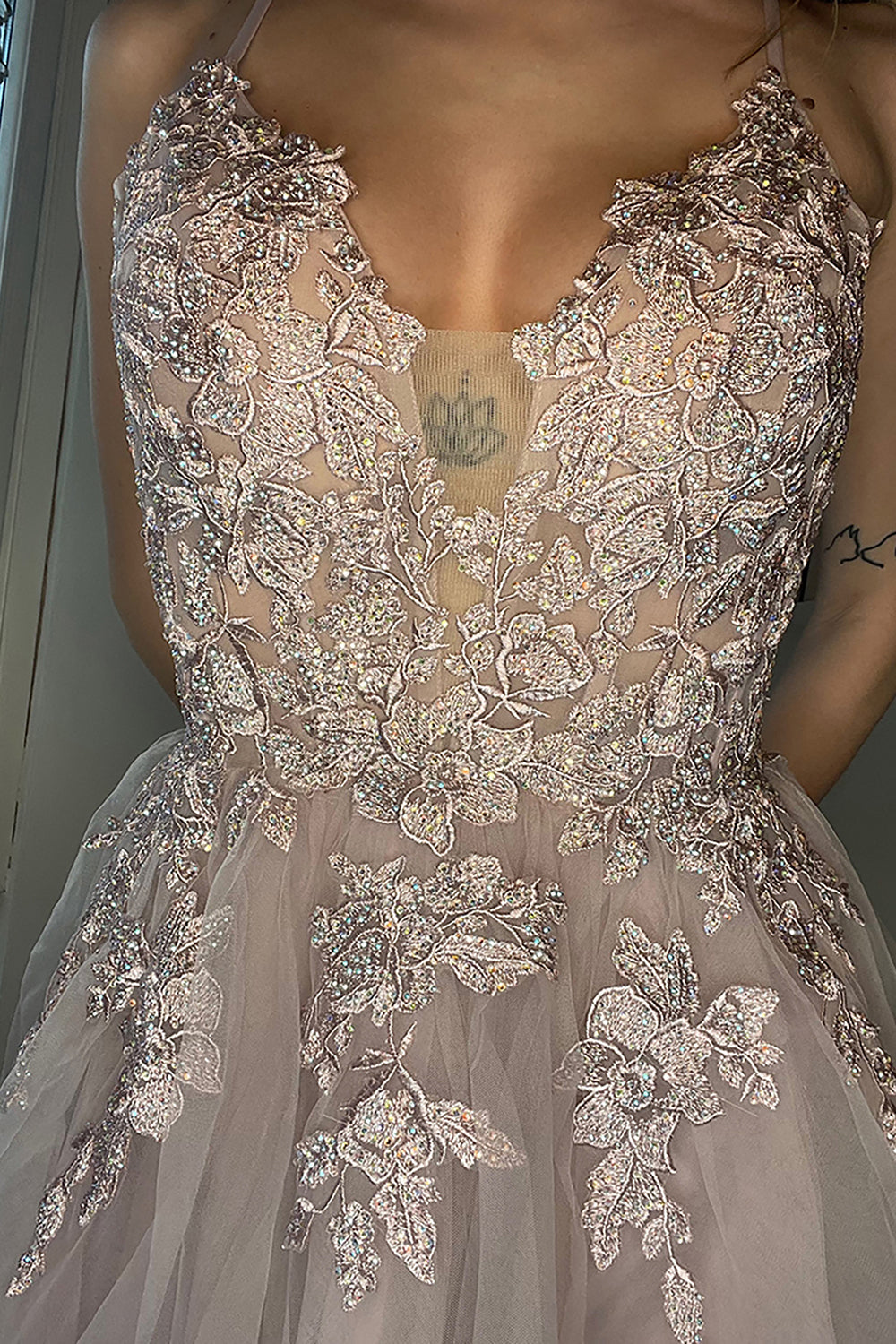 Blush A-Line Tulle Short Homecoming Dress/Mini Dress with Appliques