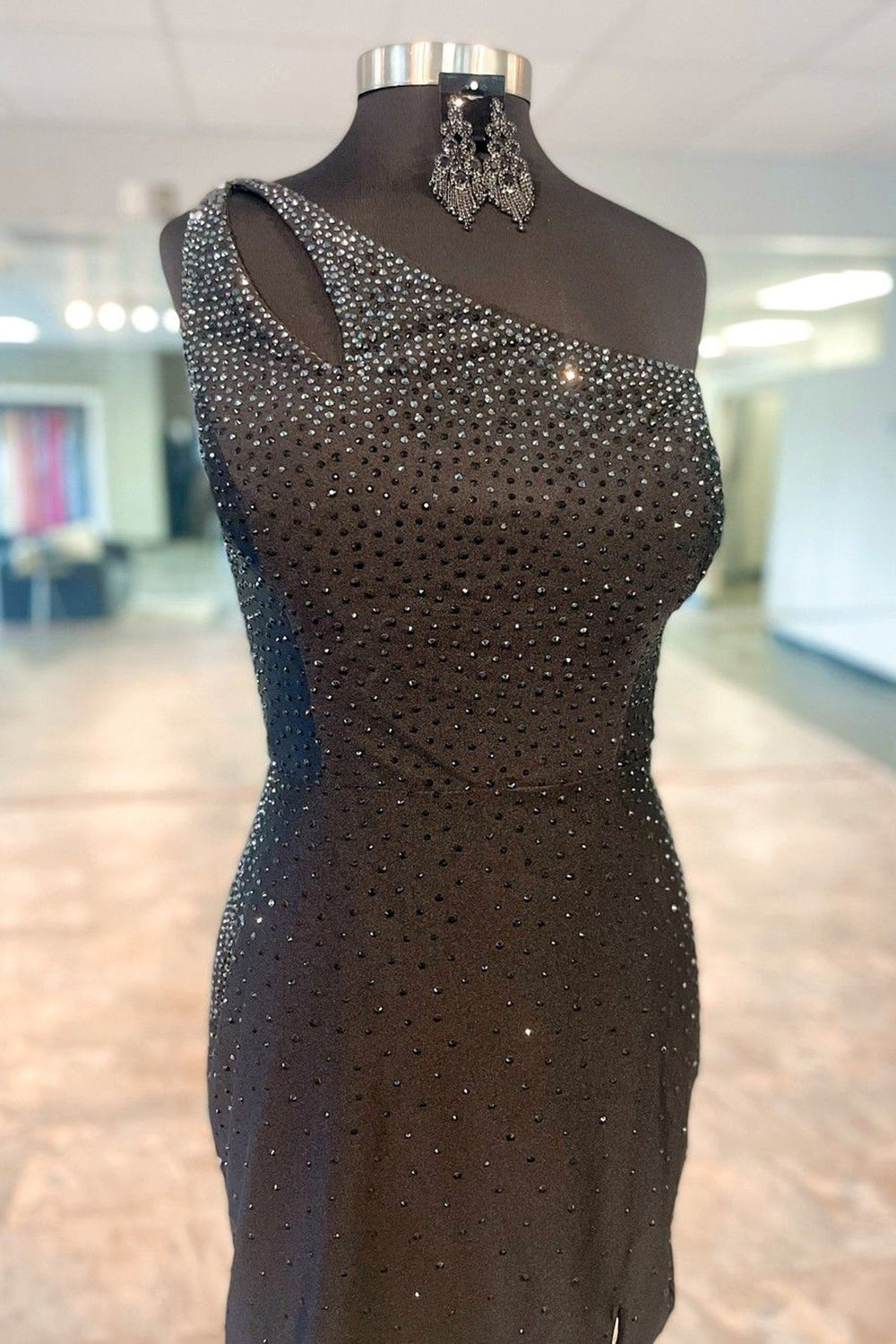 Glitter Royal Blue One Shoulder Sequins Tight Short Homecoming Dress/Mini Dress