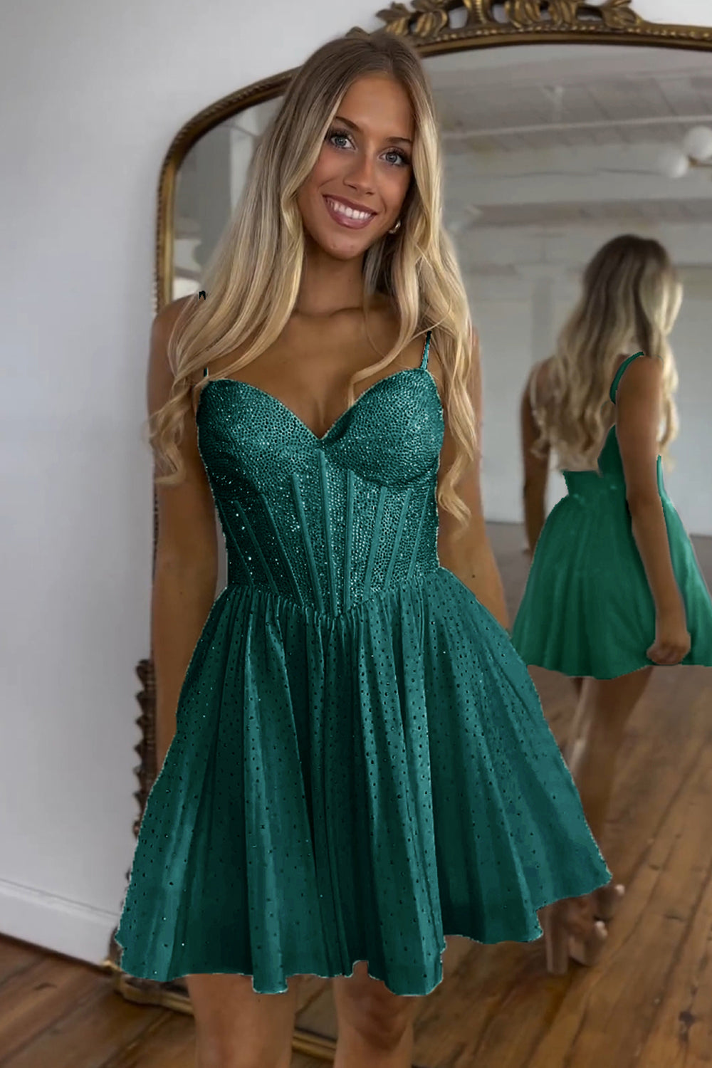 Sparkly A Line White Beaded Corset Short Homecoming Dress/Mini Dress