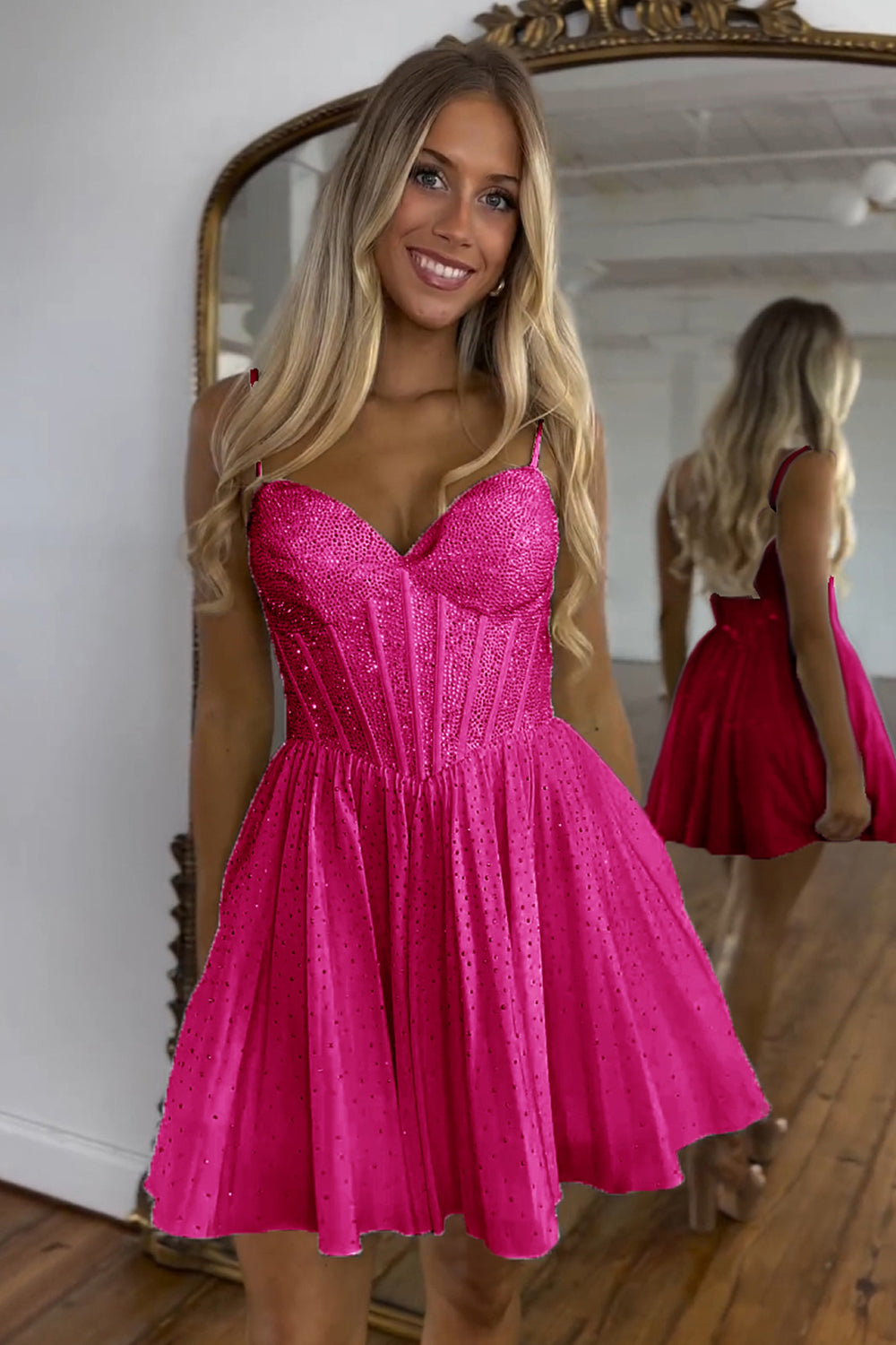Sparkly A Line White Beaded Corset Short Homecoming Dress/Mini Dress