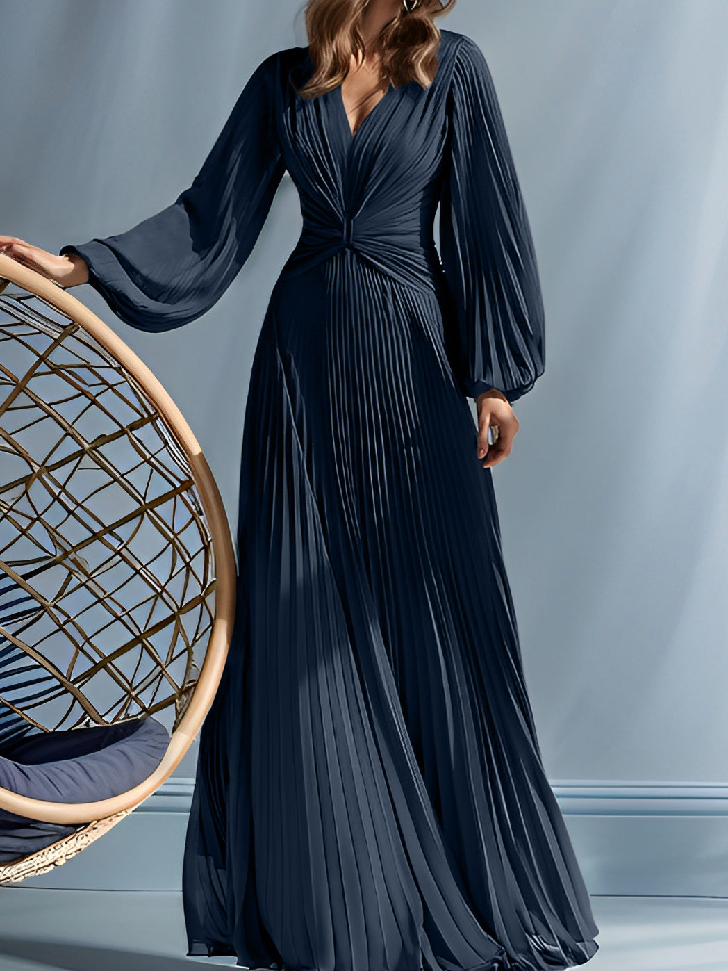 V-Neck A-Line Princess Gown for the Mother of the Bride with Ruched Detail