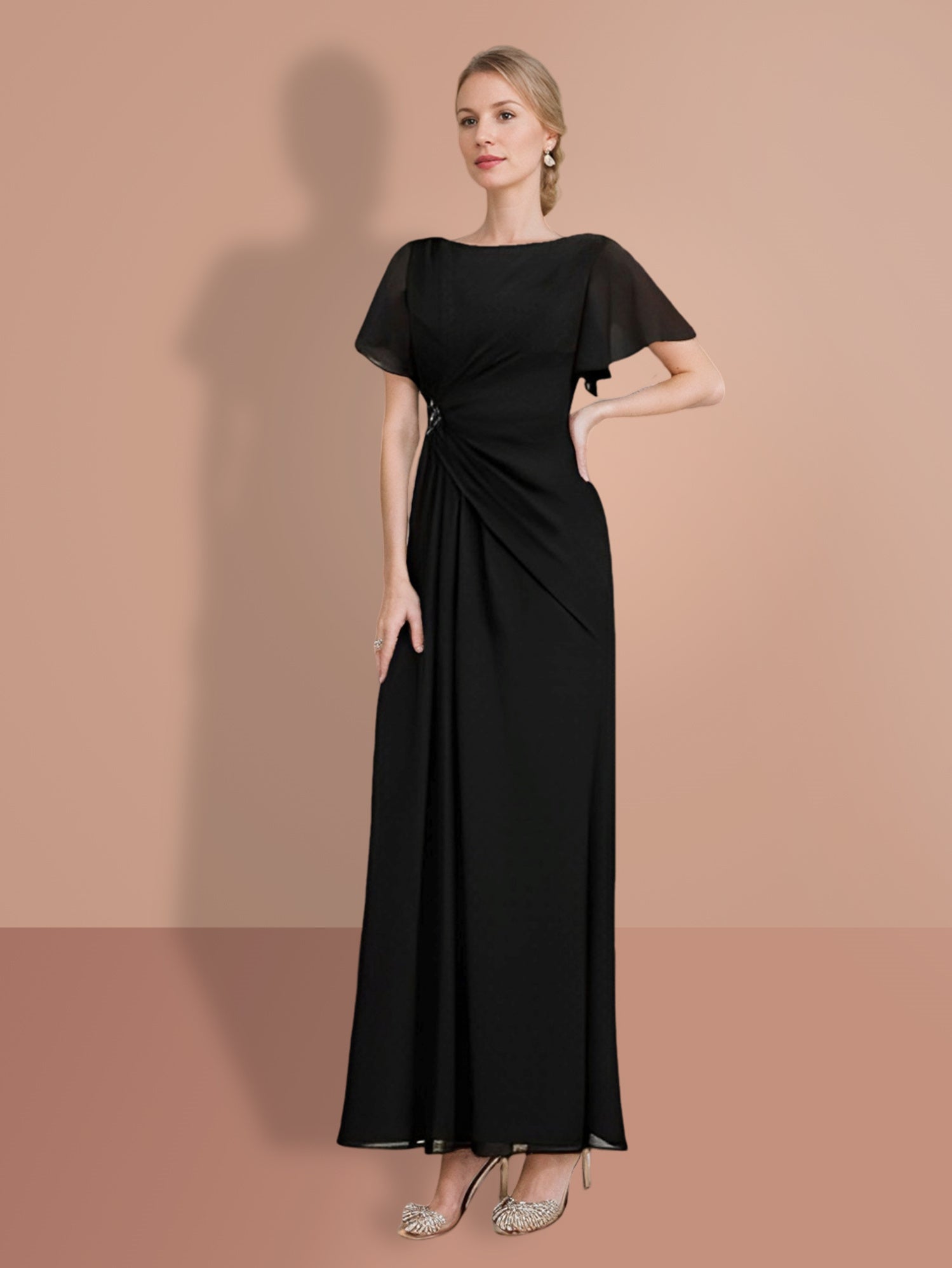 Short Sleeve Ankle-Length Sheath Mother of the Bride Dresses