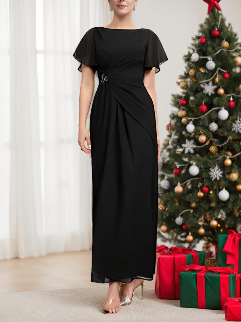Short Sleeve Ankle-Length Sheath Mother of the Bride Dresses
