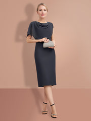 Knee-Length Short Sleeve Sheath/Column Dresses for the Mother of the Bride