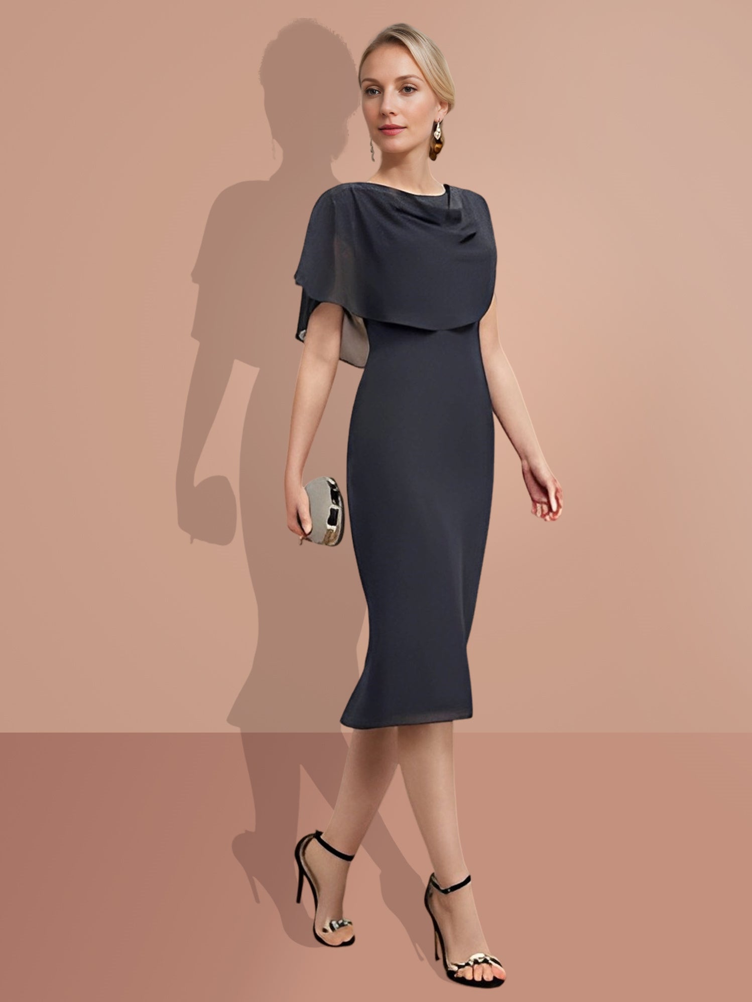 Knee-Length Short Sleeve Sheath/Column Dresses for the Mother of the Bride