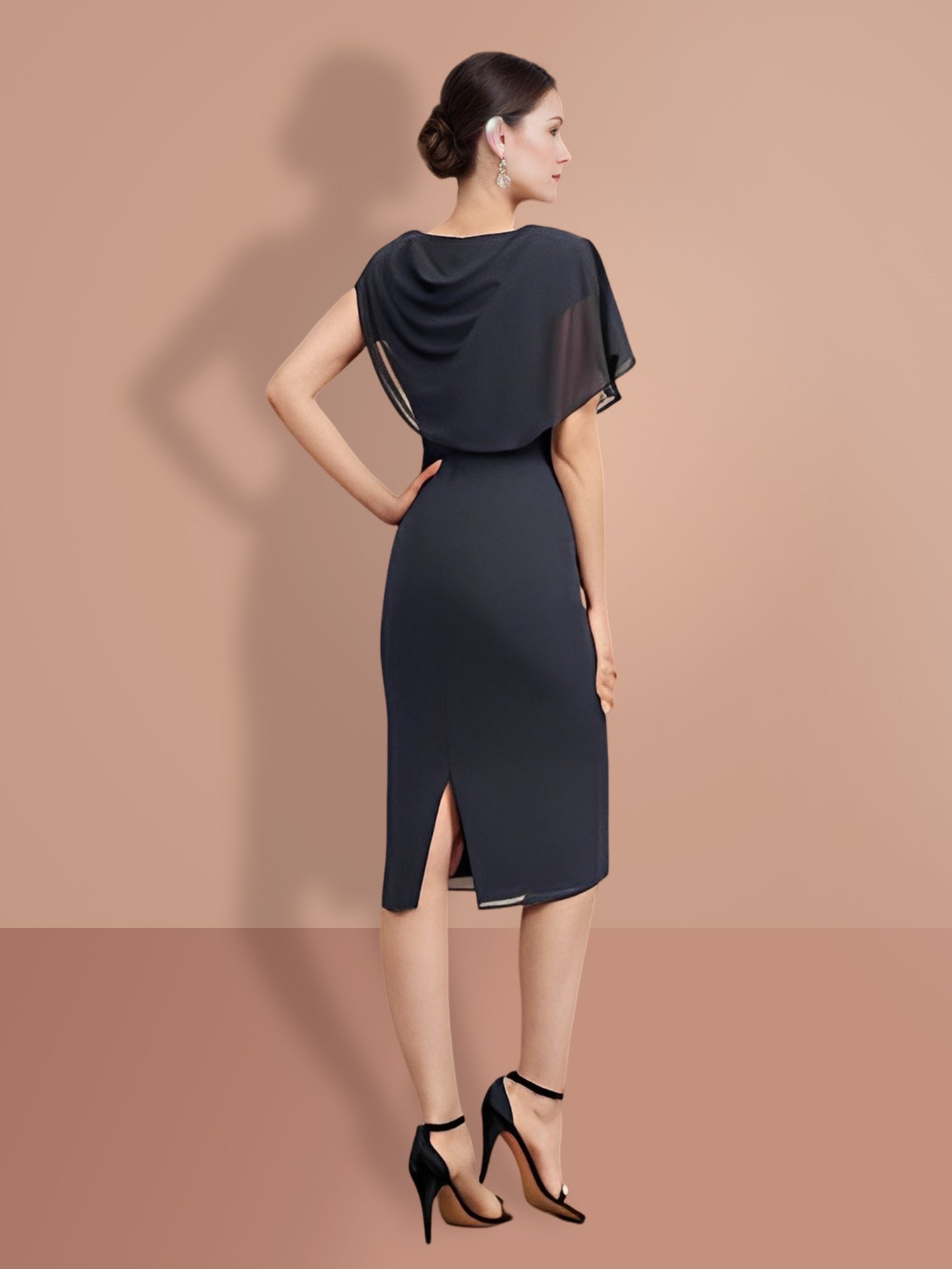 Knee-Length Short Sleeve Sheath/Column Dresses for the Mother of the Bride