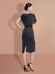 Knee-Length Short Sleeve Sheath/Column Dresses for the Mother of the Bride
