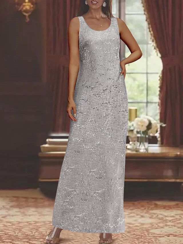 Ankle-length Chiffon Mother of the Bride Dress with Sequins and Jacket