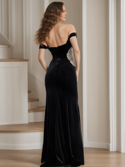 V-Neck Sleeveless Floor-Length Sheath/Column Mother of the Bride Dress With Beaded Applique