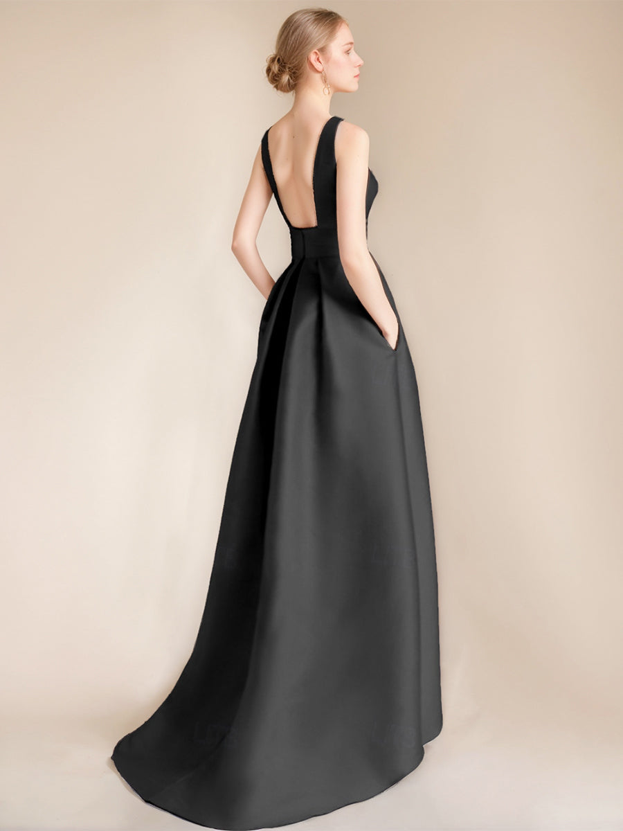 Elegant Asymmetrical A-Line Princess Scoop Mother of the Bride & Groom Sleeveless Dress with Appliques