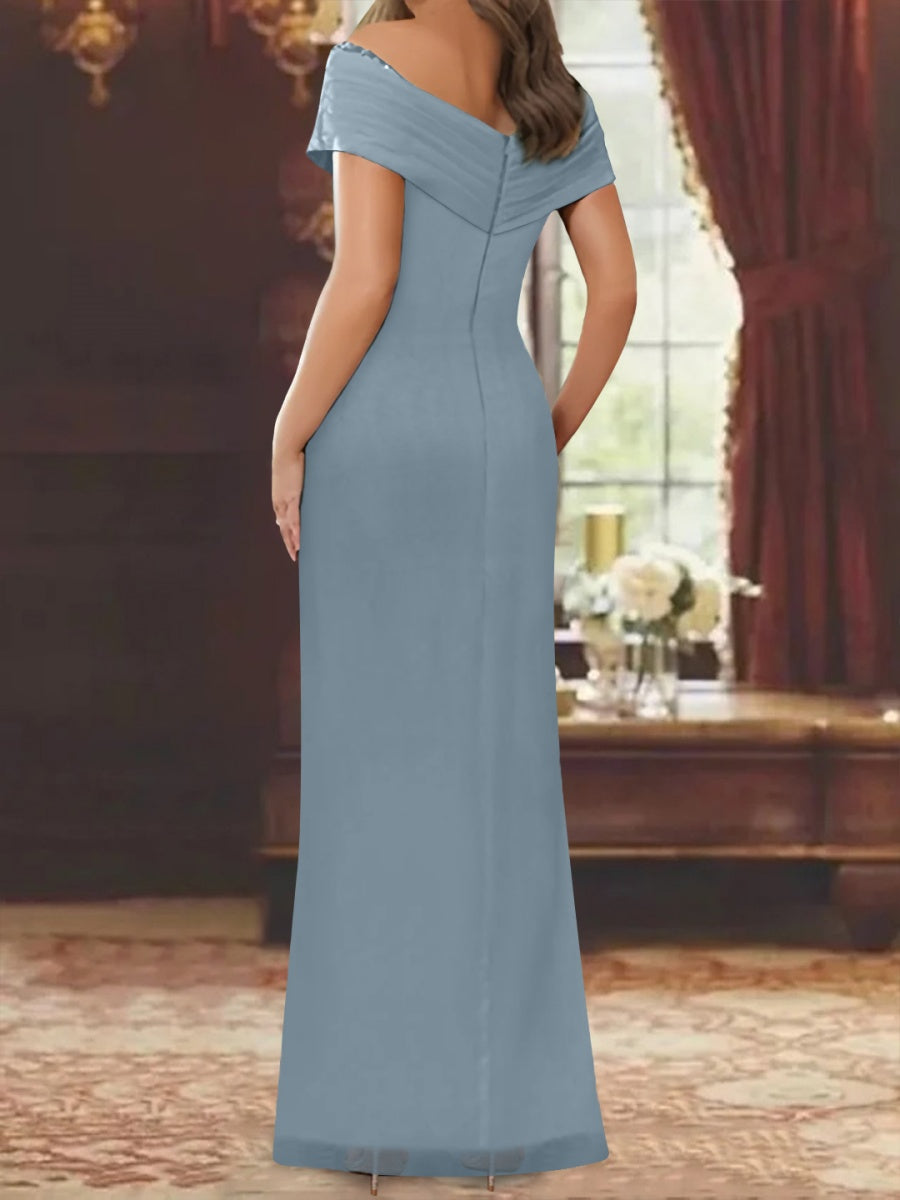 Off-the-shoulder Floor-Length Sequined Sheath/Column Mother of the Bride Dresses