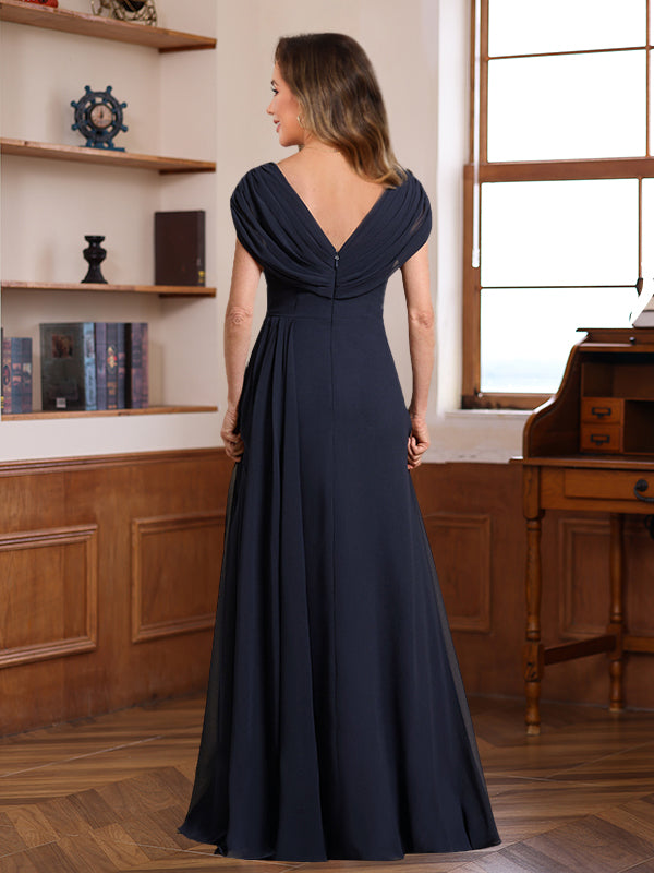 V-Neck A-Line Princess Floor-Length Dresses for Mothers of the Bride & Groom with Ruched Pleats Jewel Appliques & Sequins Suzhoudress V-Neck A-Line Princess Floor-Length Dresses for Mothers of the Bride & Groom with Ruched Pleats Jewel Appliques & Sequins Suzhoudress