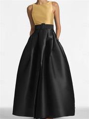 Sleeveless Floor-Length A-Line Princess Mother of the Bride Dress with Belt