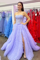 Blue Corset Prom Dress with Spaghetti Straps and Ruffles in A-Line Style