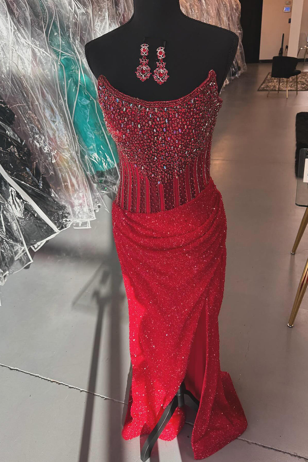 Sparkly Lavender Strapless Long Corset Prom Dress with Sequins and Beading
