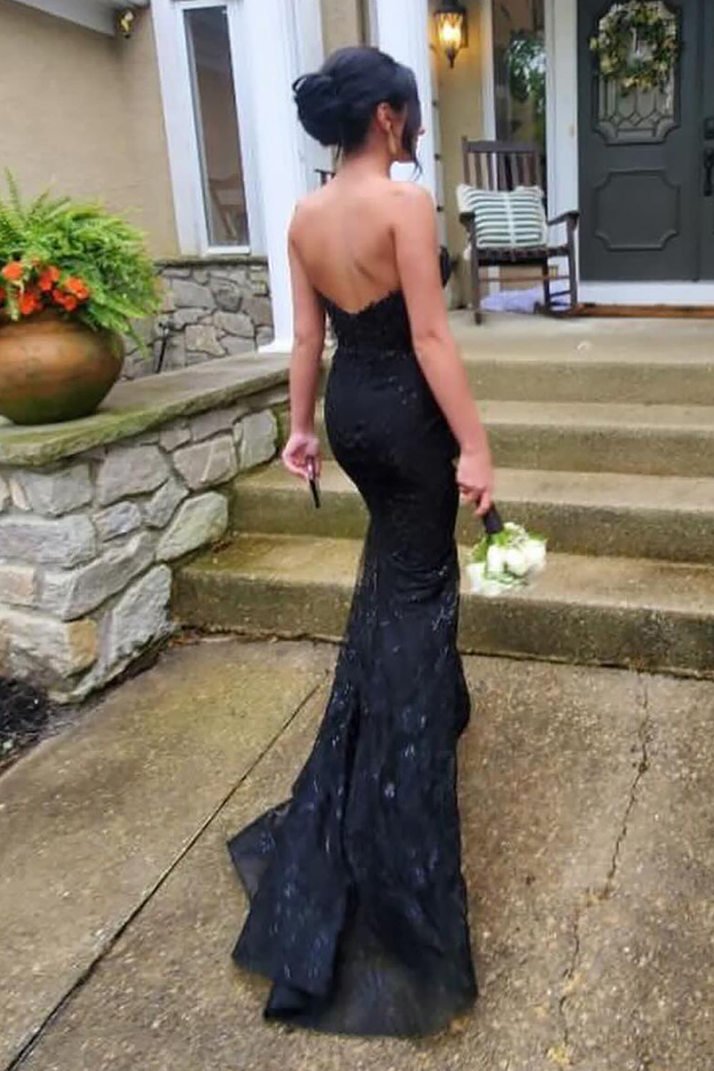 Sweetheart Mermaid Corset Prom Dress in Light Blue with Lace Appliques