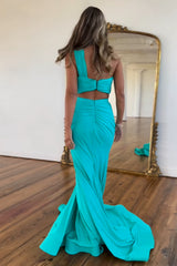 One-Shoulder Mermaid Prom Dress in Hot Pink with Ruched Two-Piece Design