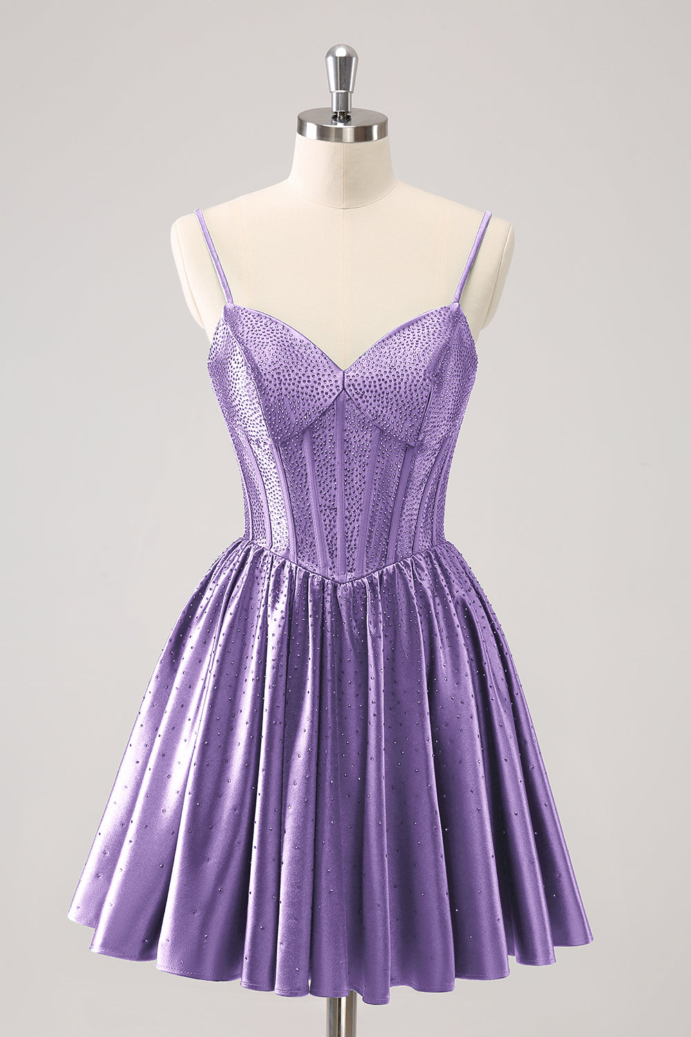 Sparkly Blue Beaded Corset A Line Short Homecoming Dress/Mini Dress
