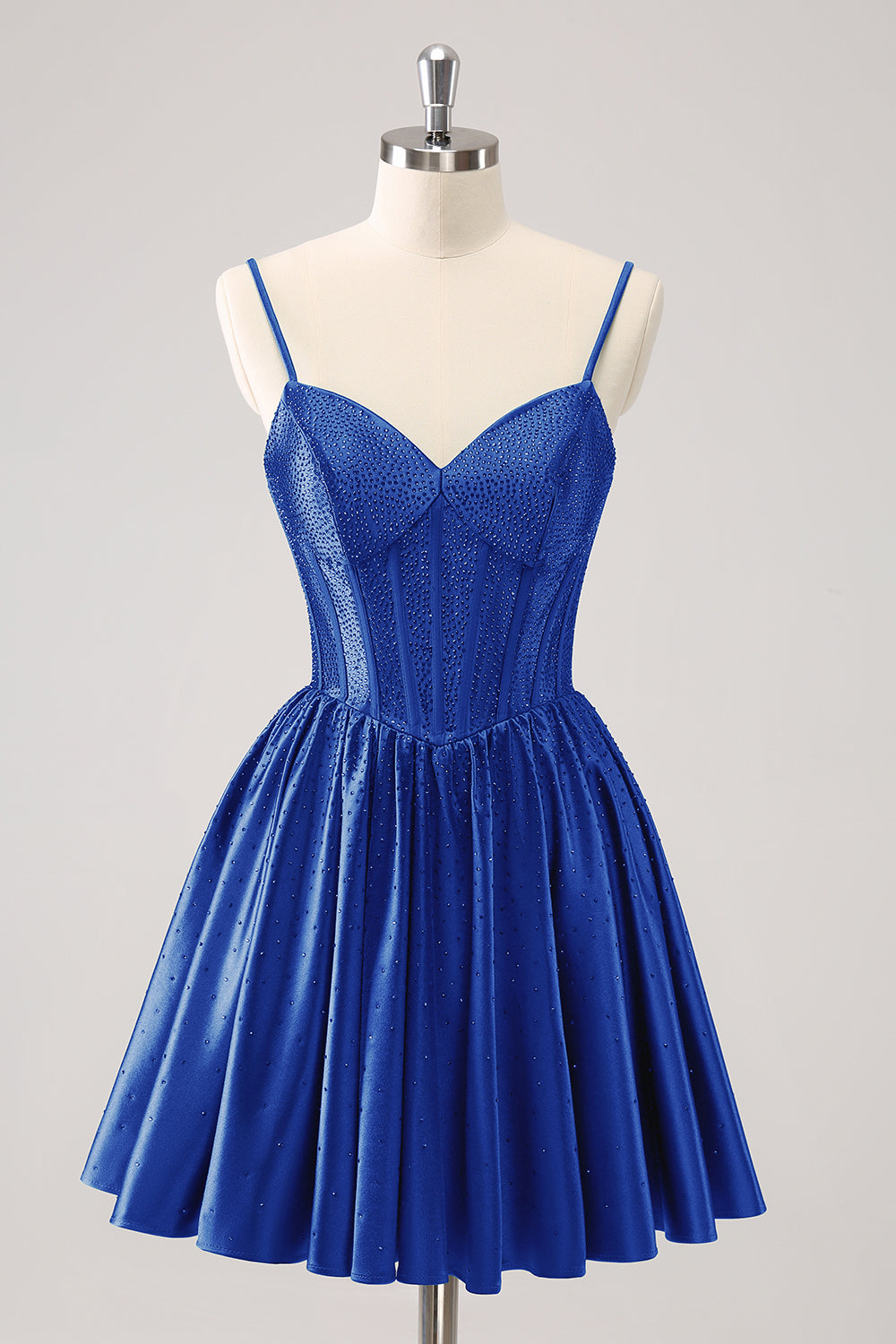 Sparkly Blue Beaded Corset A Line Short Homecoming Dress/Mini Dress
