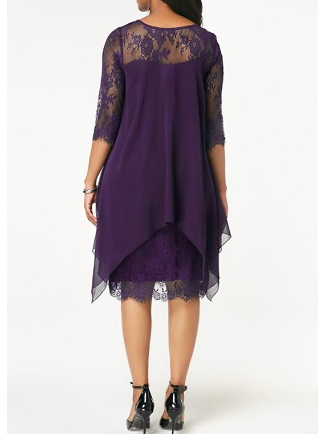 Beautiful Knee-Length Mother of the Bride Sheath/Column Jewel Neck Dress