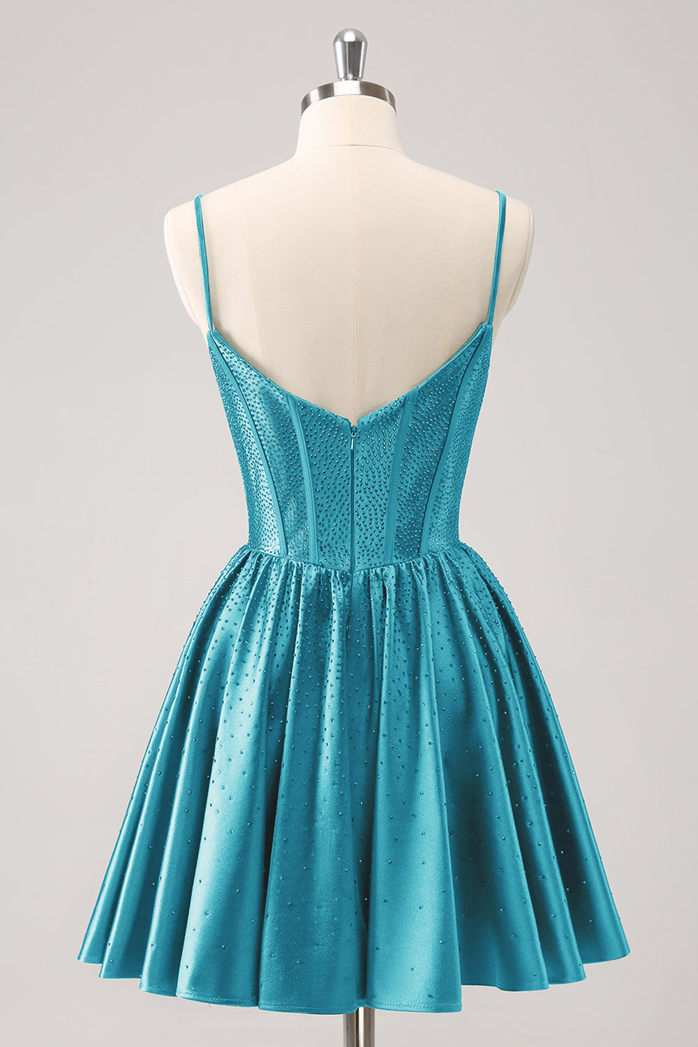 Sparkly Blue Beaded Corset A Line Short Homecoming Dress/Mini Dress