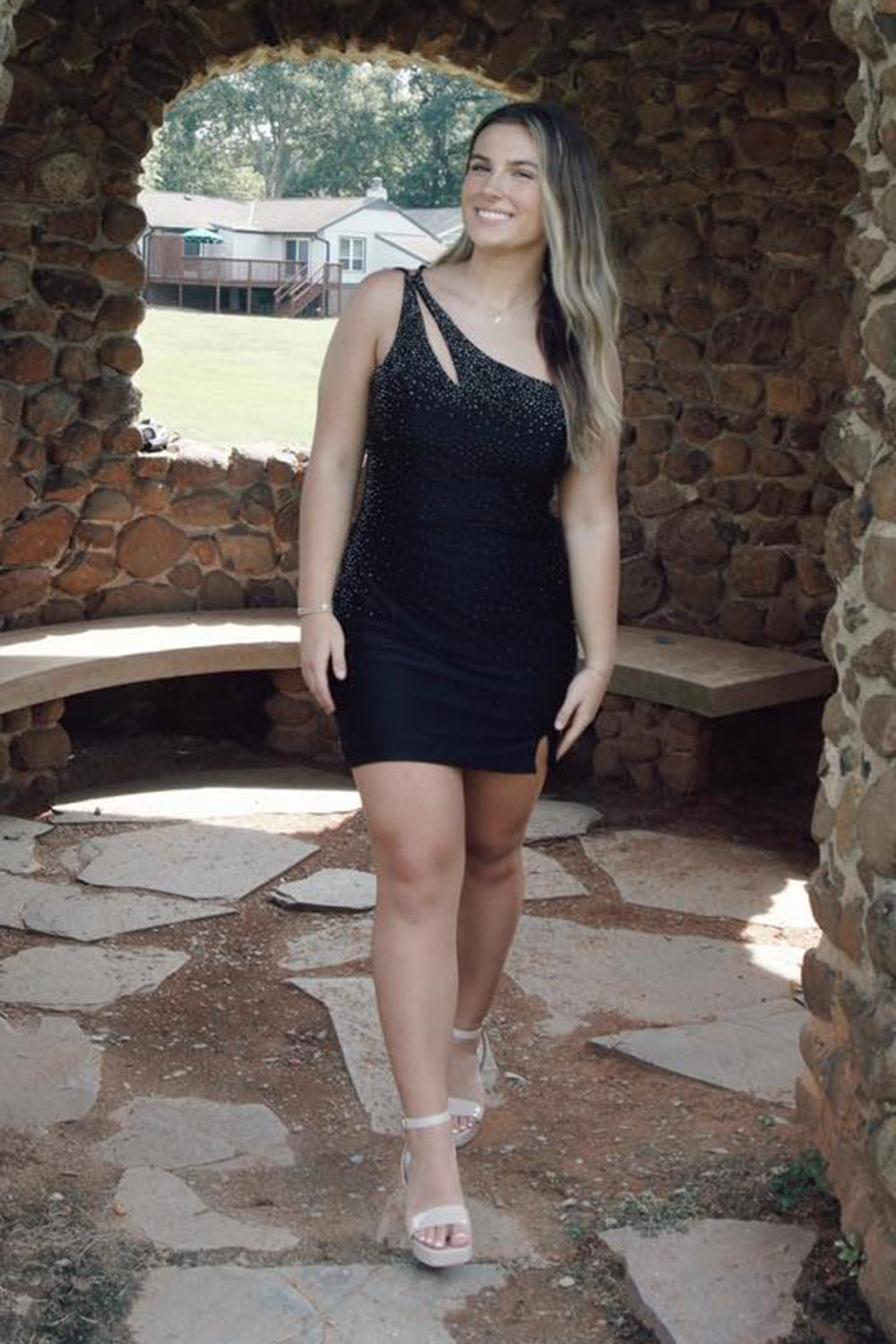 Sparkly Orange One Shoulder Sequins Tight Short Homecoming Dress/Mini Dress