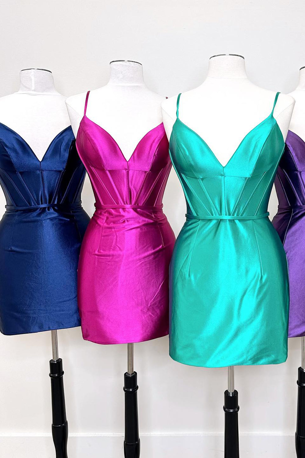 Simple Royal Blue Corset Tight Satin Short Homecoming Dress/Mini Dress