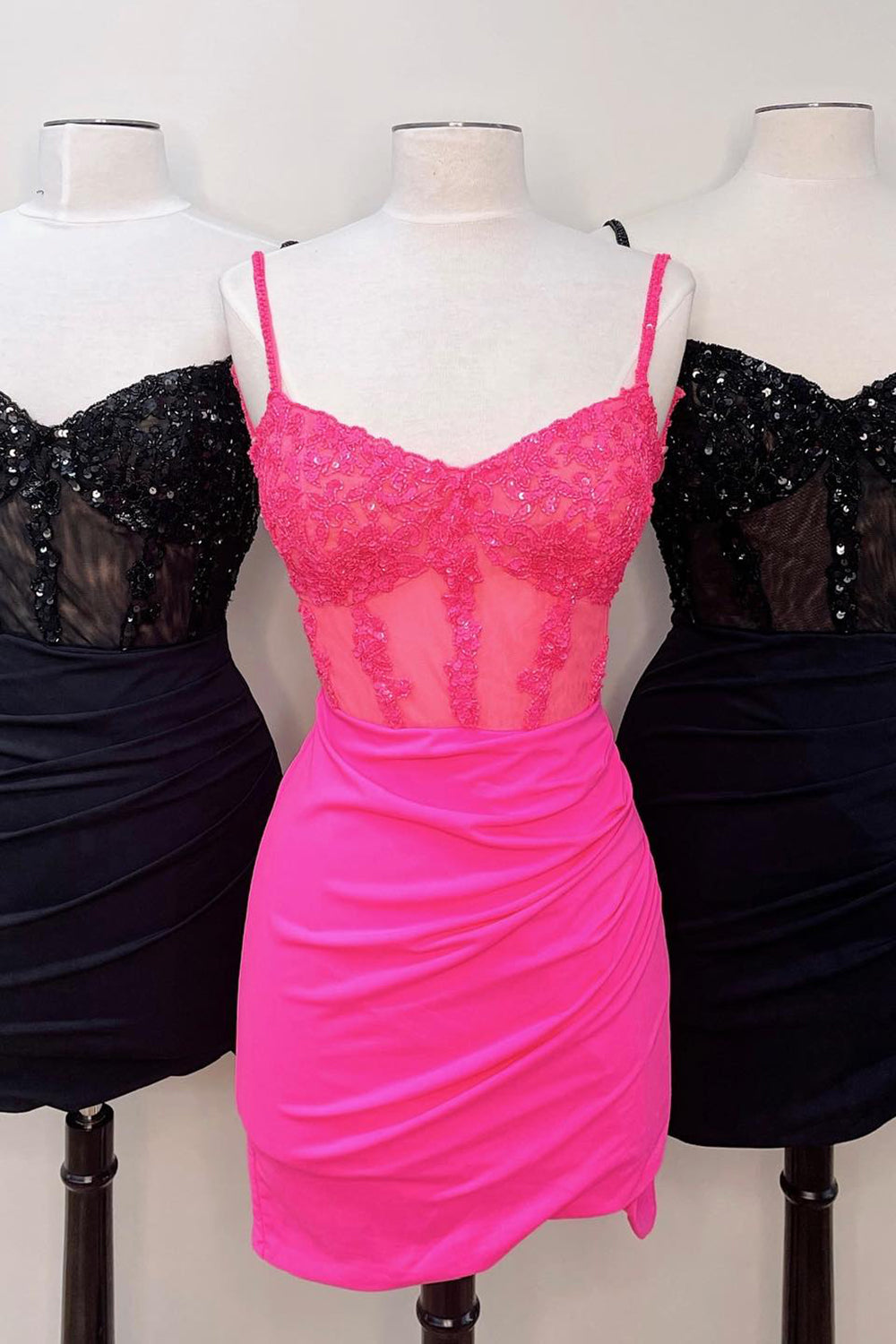 Glitter Black Corset Satin Asymmetrical Tight Short Homecoming Dress/Mini Dress with Sequins
