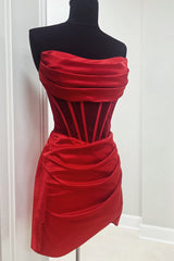 Red Corset Asymmetrical Tight Short Homecoming Dress/Mini Dress