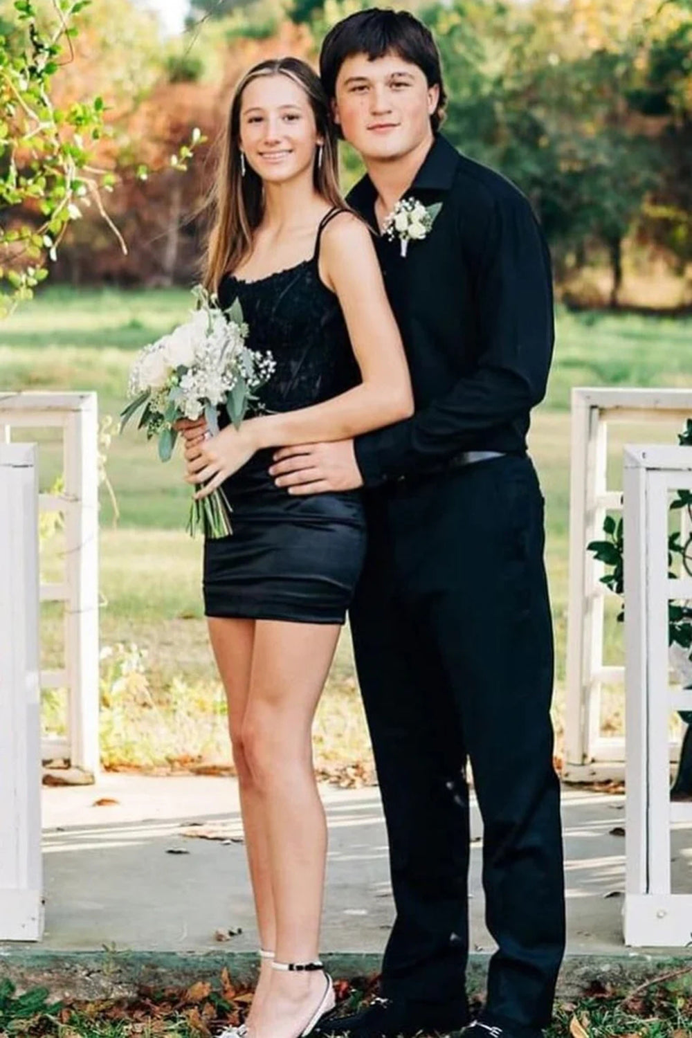 Glitter Dark Green Corset Spaghetti Straps Tight Short Homecoming Dress/Mini Dress with Lace