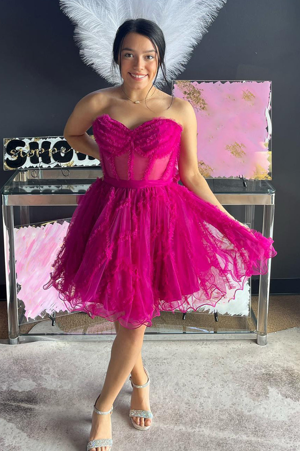 Lavender Corset Sweetheart A-Line Short Tulle Homecoming Dress/Mini Dress