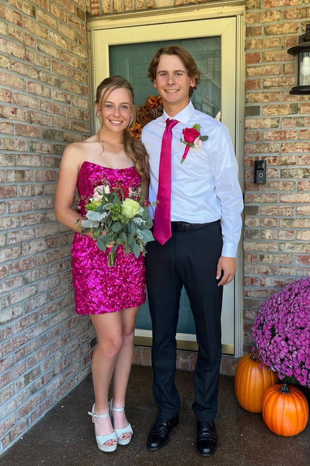 Sparkly Fuchsia Sequins Strapless Sleeveless Tight Homecoming Dress/Mini Dress