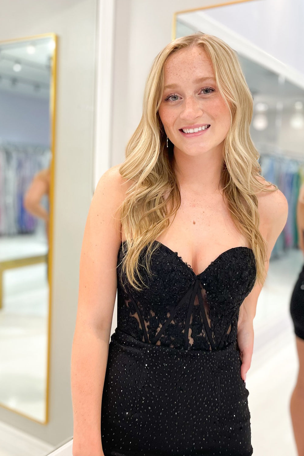 Sparkly Black Strapless Corset Tight Homecoming Dress/Mini Dress with Sequins