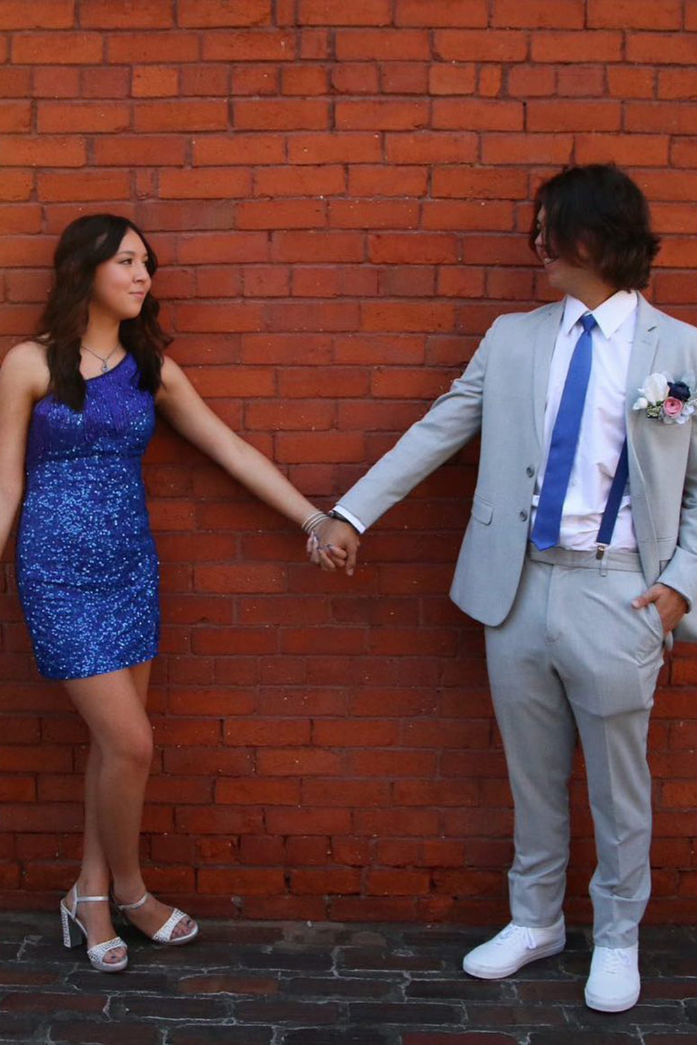 Sparkly Blue Fringed One Shoulder Tight Sequins Short Homecoming Dress/Mini Dress