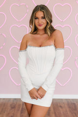 Light Blue Corset Long Sleeves Tight Short Homecoming Dress/Mini Dress