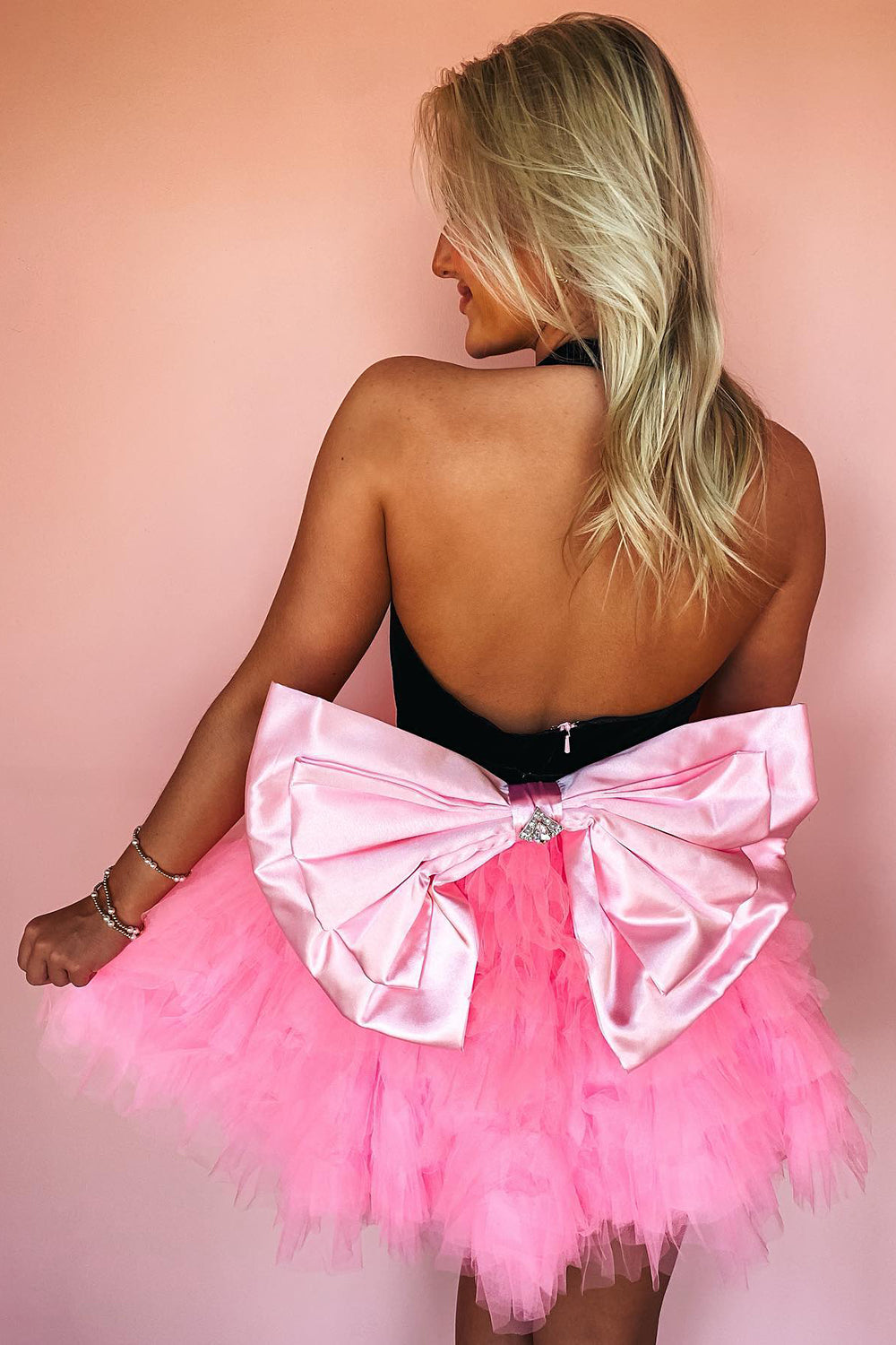 Lilac V-Neck A-Line Halter Tiered Short Homecoming Dress/Mini Dress With Bow