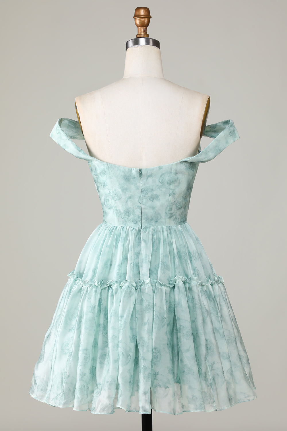 Sage Floral A-Line Corset Short Homecoming Dress/Mini Dress