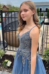 Grey Blue A Line Spaghetti Straps Light Purple Short Homecoming Dress/Mini Dress with Appliques