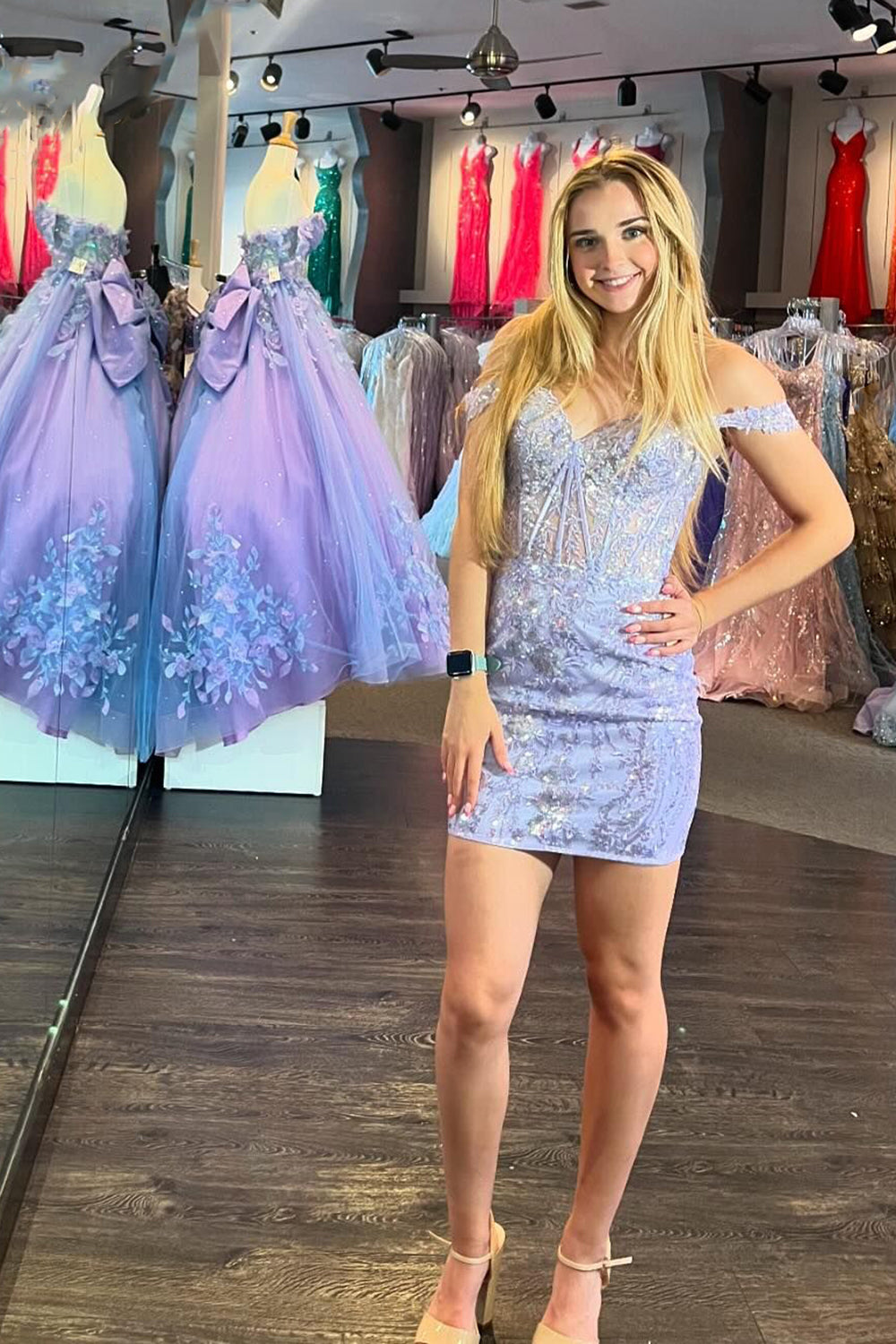 Sparkly Blue Corset Tight Short Homecoming Dress/Mini Dress with Lace