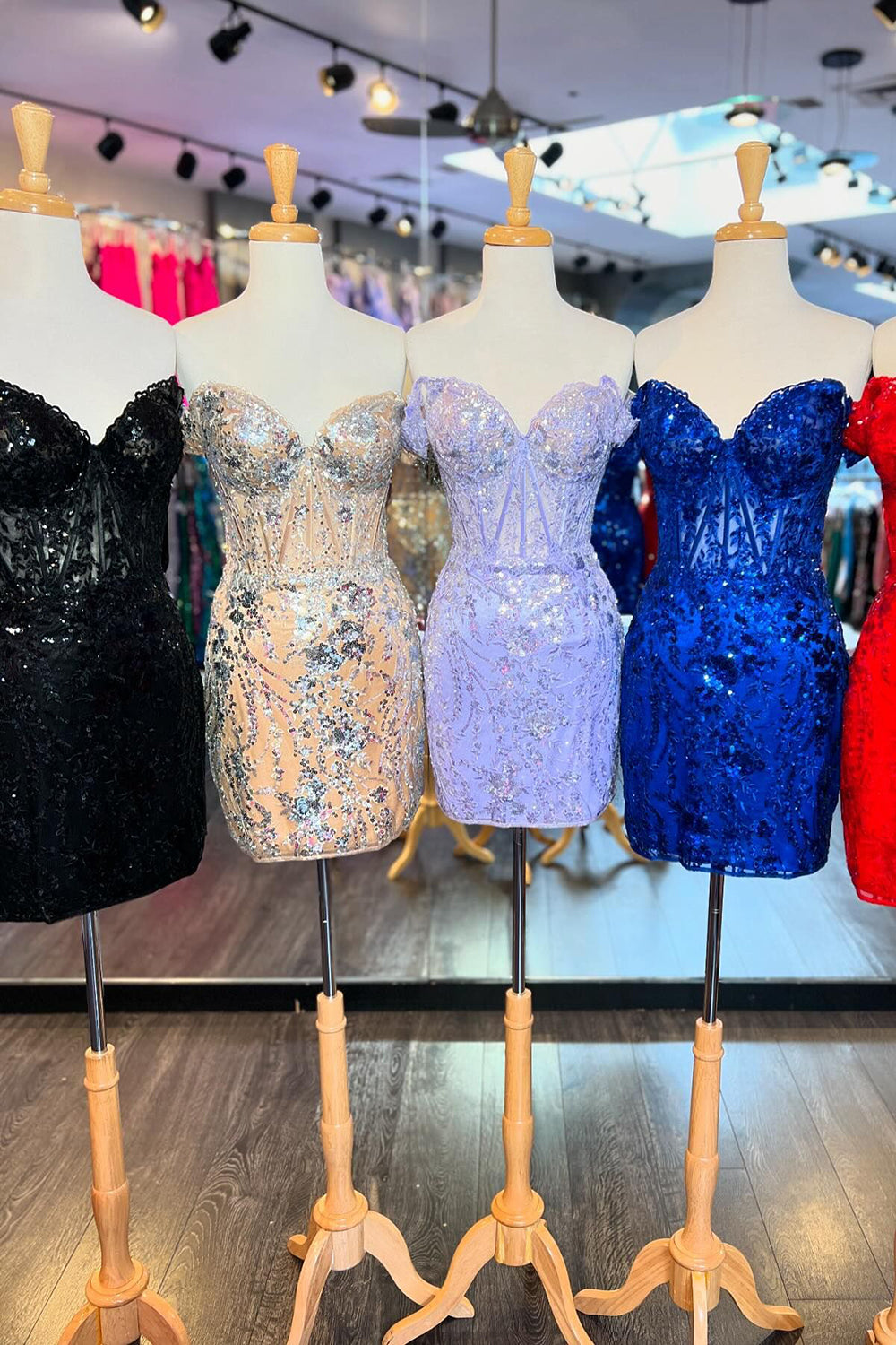 Sparkly Blue Corset Tight Short Homecoming Dress/Mini Dress with Lace
