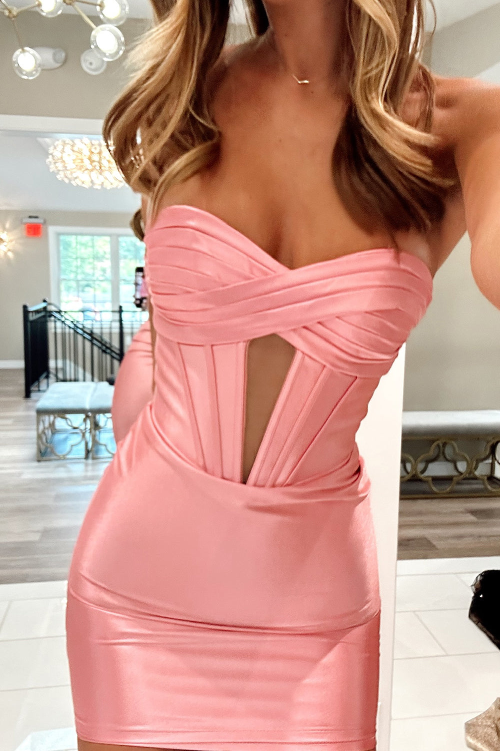 Burgundy Corset Strapless Tight Short Homecoming Dress/Mini Dress