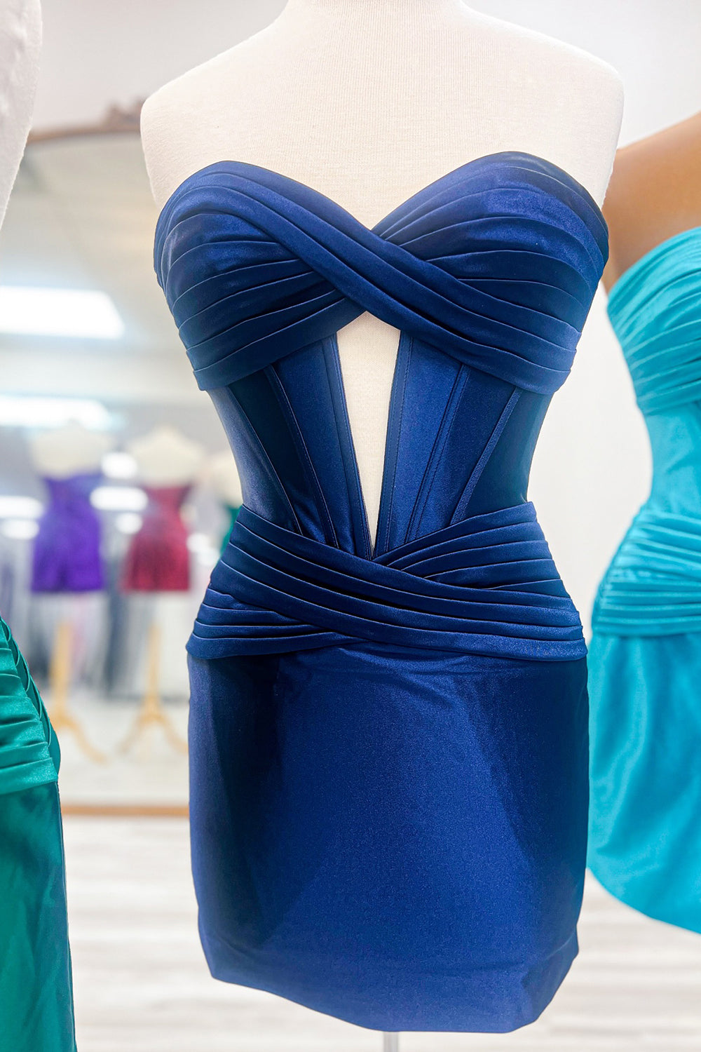 Simple Golden Corset Strapless Tight Short Homecoming Dress/Mini Dress