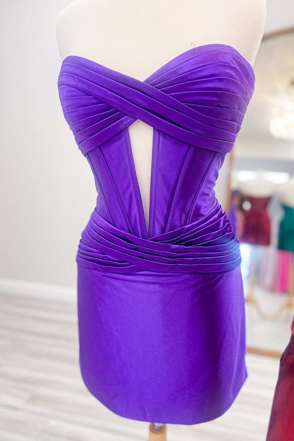 Turquoise Corset Keyhole Tight Short Homecoming Dress/Mini Dress with Ruffles